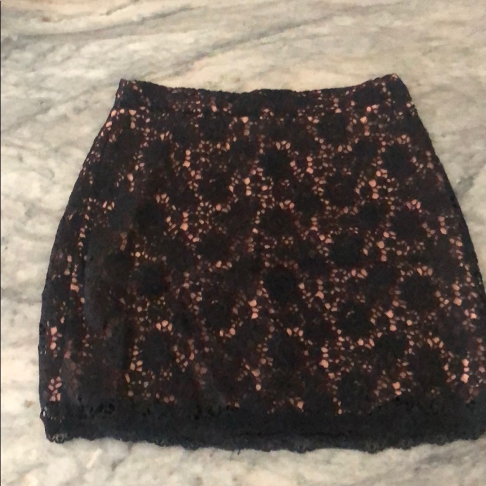 Navy & Rose Crochet Lace Skirt